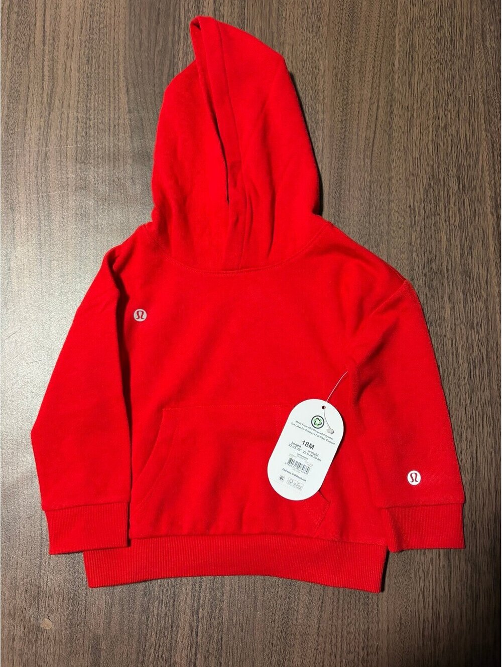 New Custom Lululemon athletica light weight Red Hoodie - Toddler size 18m
